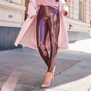 Spanx Faux Patent Leather Leggings in Color Ruby